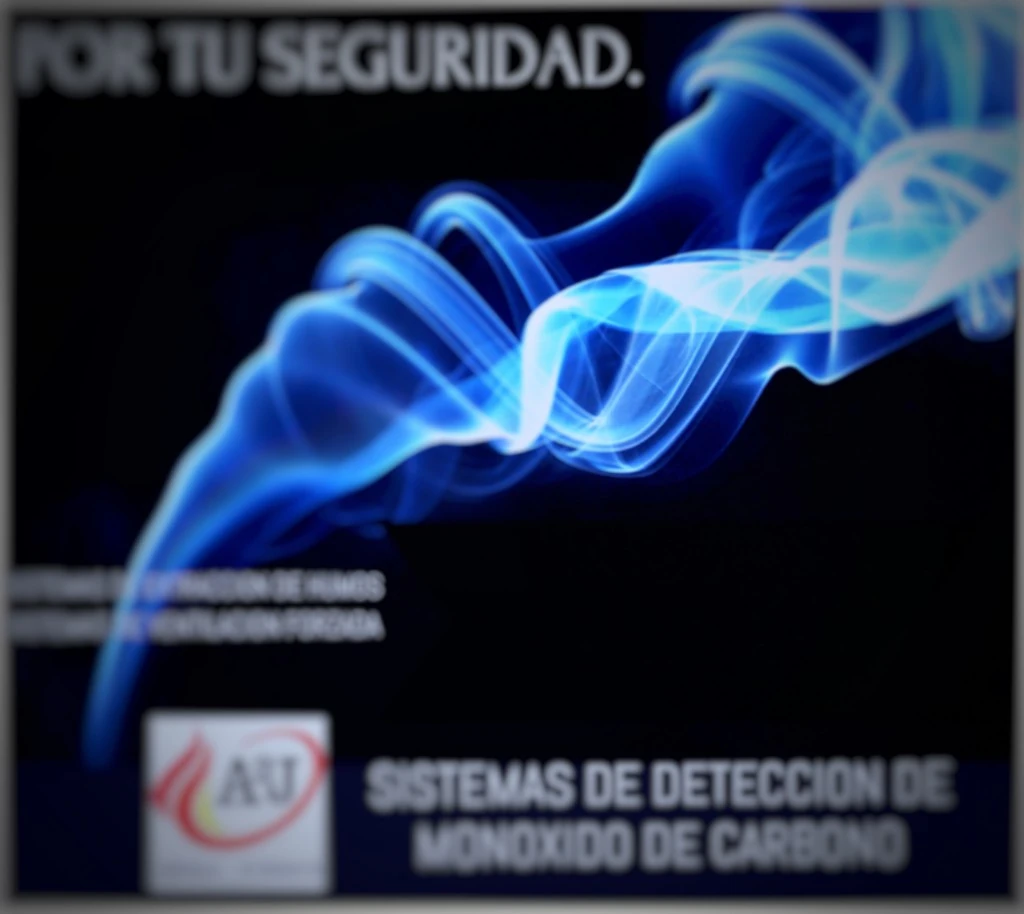 Imagen con humo azul representando la detección de monóxido de carbono y sistemas de ventilación forzada de A2J Mantenimientos Integrales